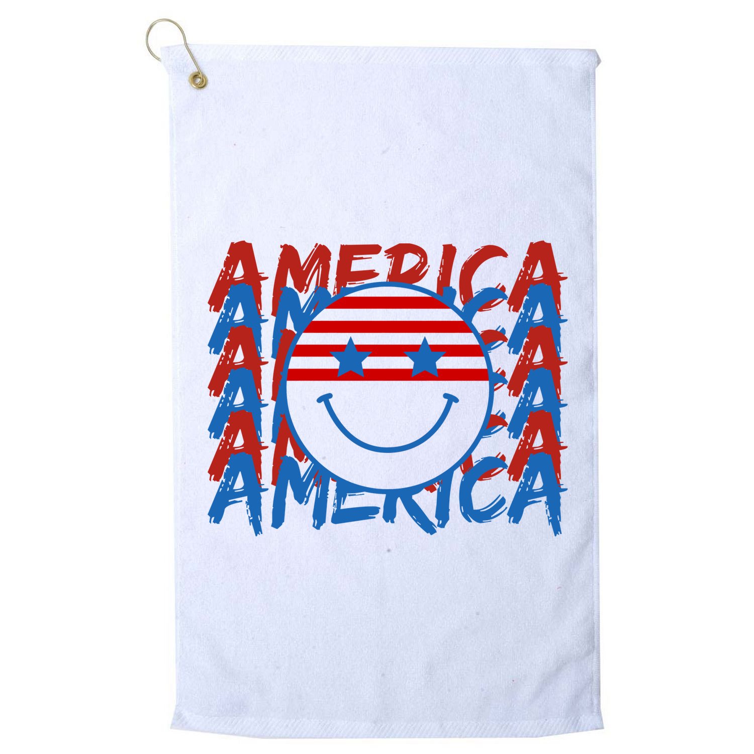 4th Of July Festive Holiday Smiley Face Golf Towel