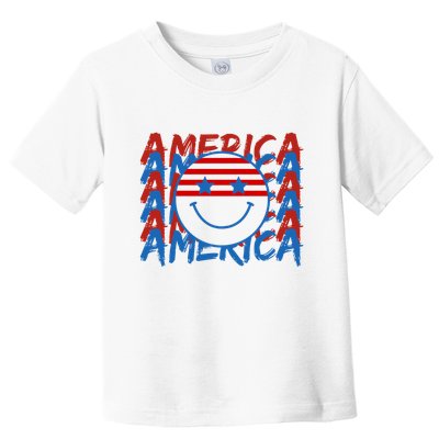 4th Of July Festive Holiday Smiley Face Toddler T-Shirt