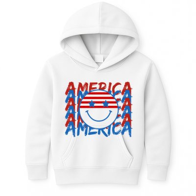 4th Of July Festive Holiday Smiley Face Kids Hoodie