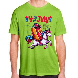 4th Of July Hotdog Unicorn Patriotic American Flag Great Gift Adult ChromaSoft Performance T-Shirt