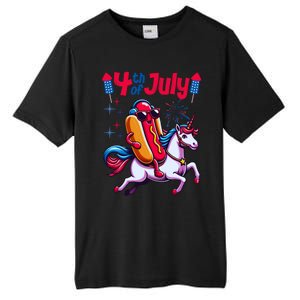 4th Of July Hotdog Unicorn Patriotic American Flag Great Gift Tall Fusion ChromaSoft Performance T-Shirt