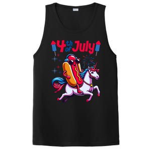 4th Of July Hotdog Unicorn Patriotic American Flag Great Gift PosiCharge Competitor Tank