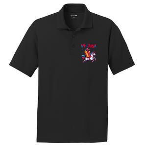 4th Of July Hotdog Unicorn Patriotic American Flag Great Gift PosiCharge RacerMesh Polo