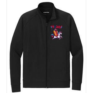 4th Of July Hotdog Unicorn Patriotic American Flag Great Gift Stretch Full-Zip Cadet Jacket