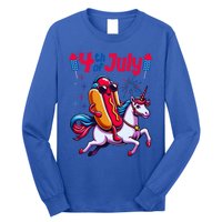 4th Of July Hotdog Unicorn Patriotic American Flag Great Gift Long Sleeve Shirt