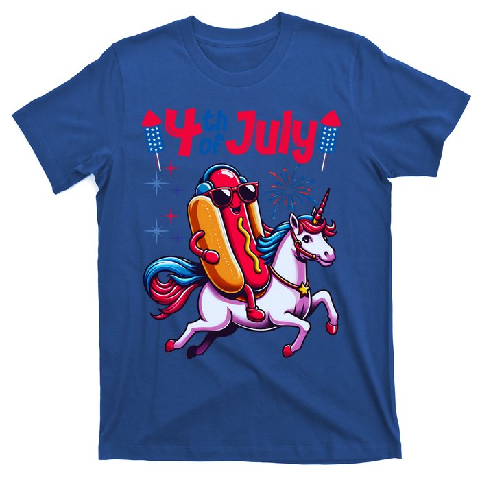 4th Of July Hotdog Unicorn Patriotic American Flag Great Gift T-Shirt