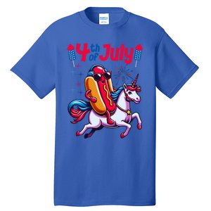 4th Of July Hotdog Unicorn Patriotic American Flag Great Gift Tall T-Shirt