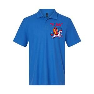 4th Of July Hotdog Unicorn Patriotic American Flag Great Gift Softstyle Adult Sport Polo