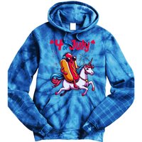 4th Of July Hotdog Unicorn Patriotic American Flag Great Gift Tie Dye Hoodie