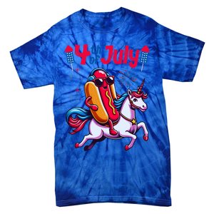 4th Of July Hotdog Unicorn Patriotic American Flag Great Gift Tie-Dye T-Shirt