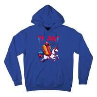 4th Of July Hotdog Unicorn Patriotic American Flag Great Gift Tall Hoodie