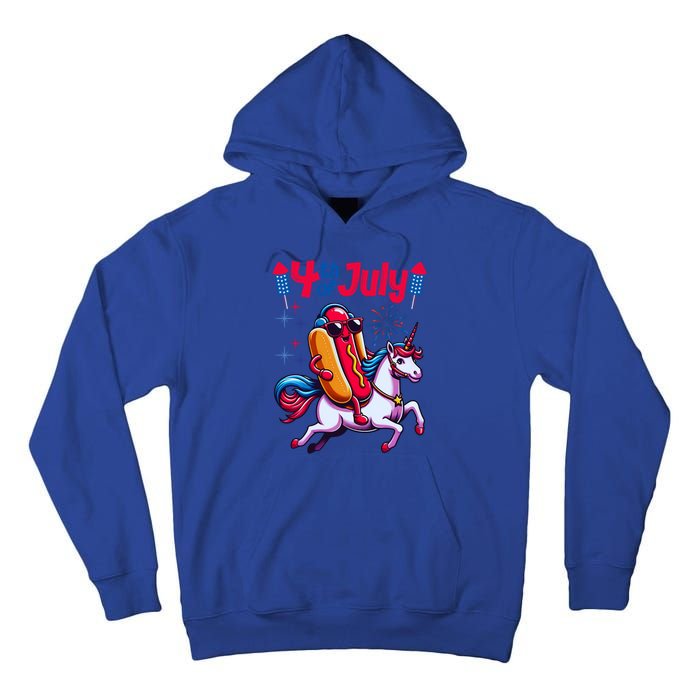 4th Of July Hotdog Unicorn Patriotic American Flag Great Gift Tall Hoodie