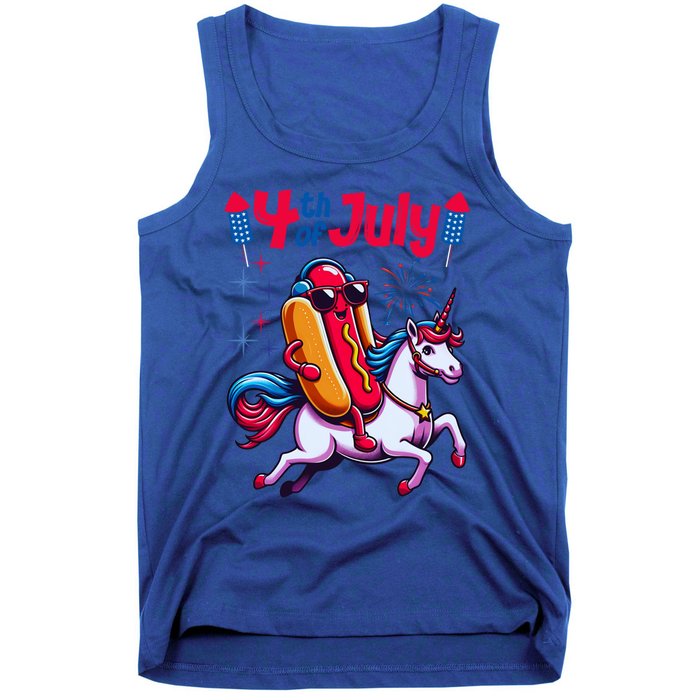 4th Of July Hotdog Unicorn Patriotic American Flag Great Gift Tank Top