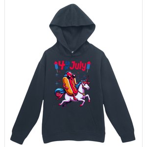 4th Of July Hotdog Unicorn Patriotic American Flag Great Gift Urban Pullover Hoodie