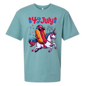 4th Of July Hotdog Unicorn Patriotic American Flag Great Gift Sueded Cloud Jersey T-Shirt