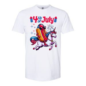 4th Of July Hotdog Unicorn Patriotic American Flag Great Gift Softstyle CVC T-Shirt