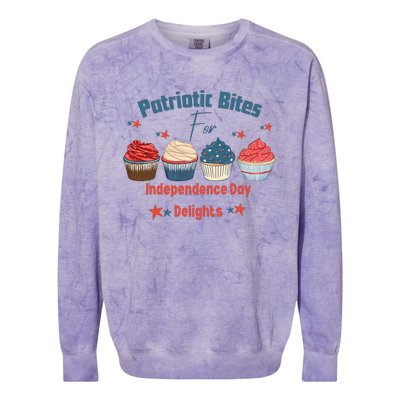 4th Of July Food Cupcakes Patriotic America Colorblast Crewneck Sweatshirt