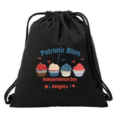 4th Of July Food Cupcakes Patriotic America Drawstring Bag
