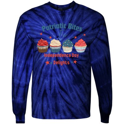 4th Of July Food Cupcakes Patriotic America Tie-Dye Long Sleeve Shirt