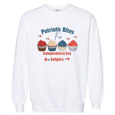 4th Of July Food Cupcakes Patriotic America Garment-Dyed Sweatshirt