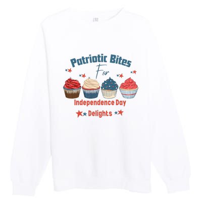 4th Of July Food Cupcakes Patriotic America Premium Crewneck Sweatshirt