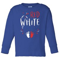 4th Of July Pregnancy Dress Cute Patriotic Reveal Great Gift Toddler Long Sleeve Shirt