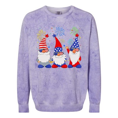 4th Of July Gnomes Patriotic American Flag Cute Gnome Colorblast Crewneck Sweatshirt