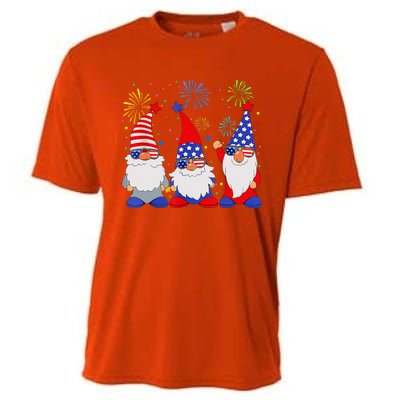 4th Of July Gnomes Patriotic American Flag Cute Gnome Cooling Performance Crew T-Shirt