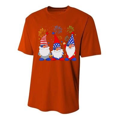 4th Of July Gnomes Patriotic American Flag Cute Gnome Performance Sprint T-Shirt