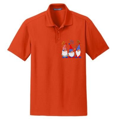 4th Of July Gnomes Patriotic American Flag Cute Gnome Dry Zone Grid Polo