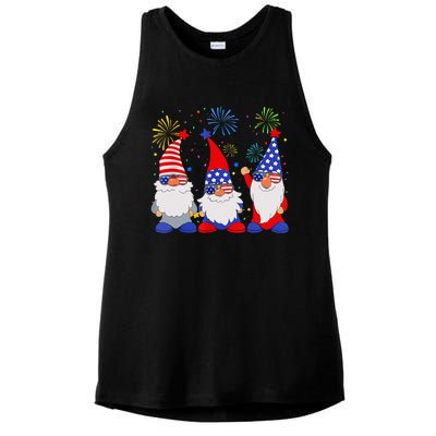 4th Of July Gnomes Patriotic American Flag Cute Gnome Ladies PosiCharge Tri-Blend Wicking Tank