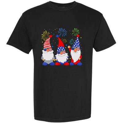 4th Of July Gnomes Patriotic American Flag Cute Gnome Garment-Dyed Heavyweight T-Shirt