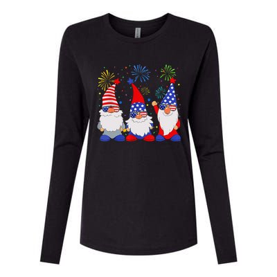 4th Of July Gnomes Patriotic American Flag Cute Gnome Womens Cotton Relaxed Long Sleeve T-Shirt