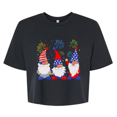 4th Of July Gnomes Patriotic American Flag Cute Gnome Bella+Canvas Jersey Crop Tee