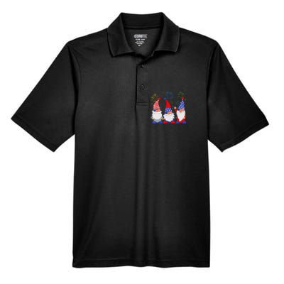 4th Of July Gnomes Patriotic American Flag Cute Gnome Men's Origin Performance Pique Polo