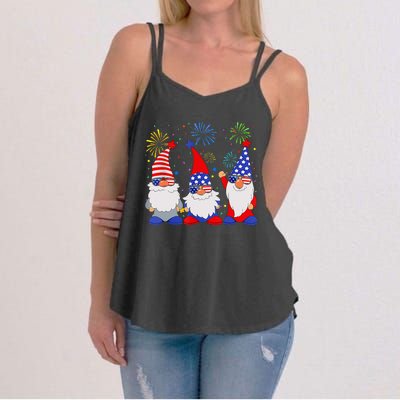 4th Of July Gnomes Patriotic American Flag Cute Gnome Women's Strappy Tank