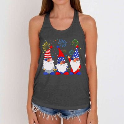 4th Of July Gnomes Patriotic American Flag Cute Gnome Women's Knotted Racerback Tank