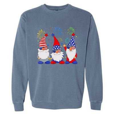 4th Of July Gnomes Patriotic American Flag Cute Gnome Garment-Dyed Sweatshirt