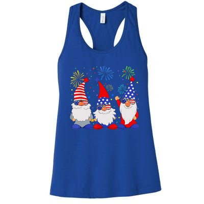 4th Of July Gnomes Patriotic American Flag Cute Gnome Women's Racerback Tank