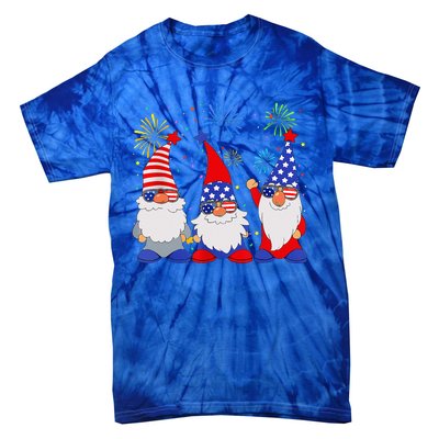 4th Of July Gnomes Patriotic American Flag Cute Gnome Tie-Dye T-Shirt