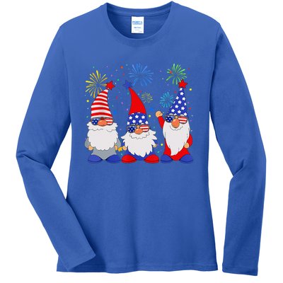 4th Of July Gnomes Patriotic American Flag Cute Gnome Ladies Long Sleeve Shirt