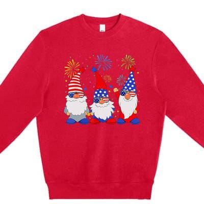 4th Of July Gnomes Patriotic American Flag Cute Gnome Premium Crewneck Sweatshirt