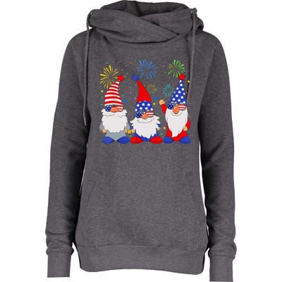 4th Of July Gnomes Patriotic American Flag Cute Gnome Womens Funnel Neck Pullover Hood