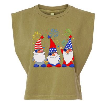 4th Of July Gnomes Patriotic American Flag Cute Gnome Garment-Dyed Women's Muscle Tee