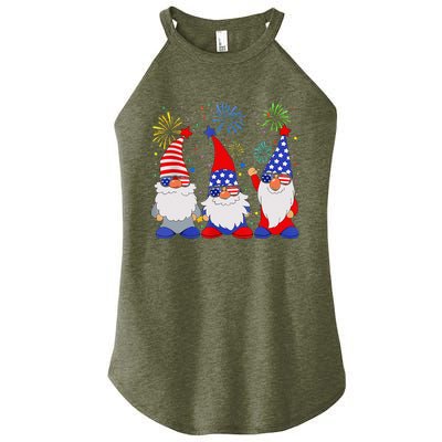 4th Of July Gnomes Patriotic American Flag Cute Gnome Women’s Perfect Tri Rocker Tank