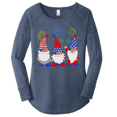 4th Of July Gnomes Patriotic American Flag Cute Gnome Women's Perfect Tri Tunic Long Sleeve Shirt