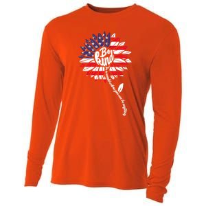 4th Of July Be Kind Sunflower Red White And Blue Cooling Performance Long Sleeve Crew