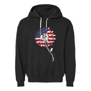 4th Of July Be Kind Sunflower Red White And Blue Garment-Dyed Fleece Hoodie