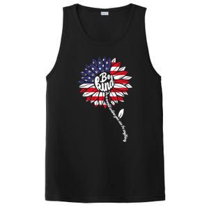 4th Of July Be Kind Sunflower Red White And Blue PosiCharge Competitor Tank