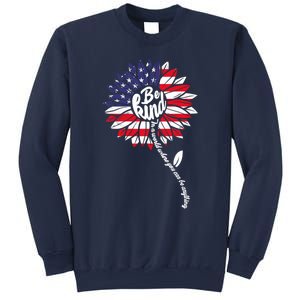 4th Of July Be Kind Sunflower Red White And Blue Sweatshirt